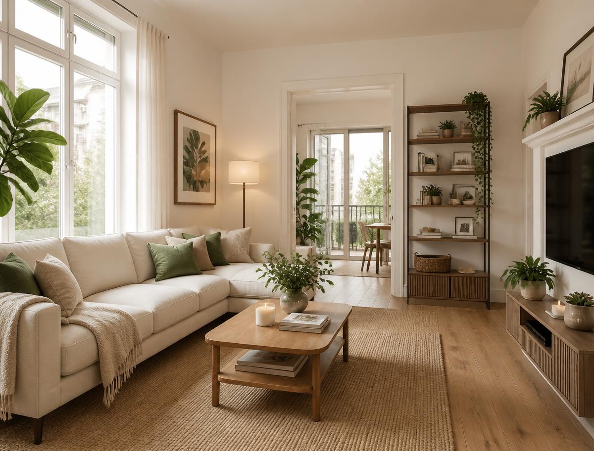 A bright apartment building with welcoming entryway