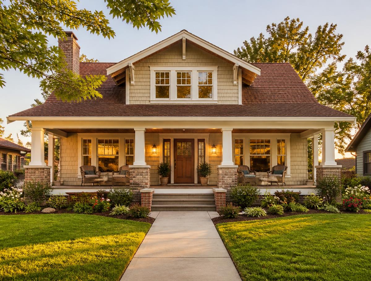 A welcoming family home with warm light and a friendly front porch